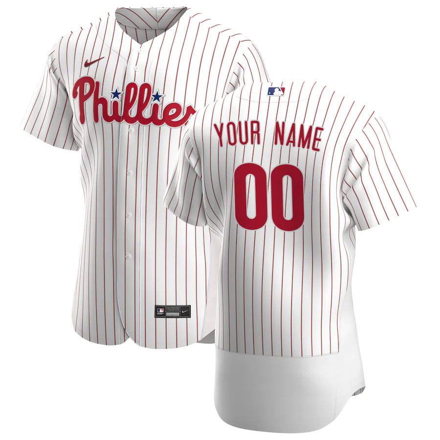 Mens Philadelphia Phillies Nike White Home Authentic Custom MLB Jerseys